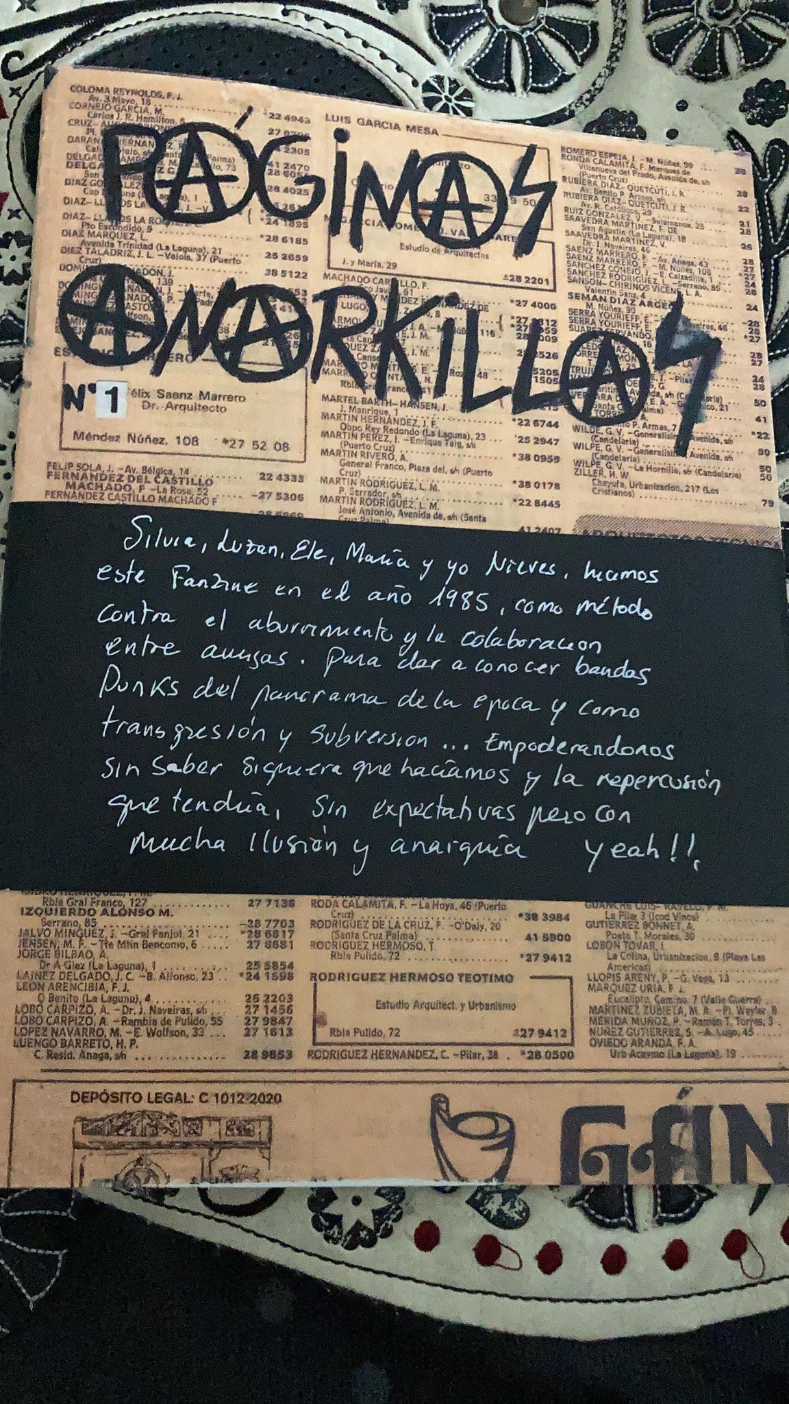 PRESENTACIÓN REEDICIÓN FANZINE «PÁGINAS ANARKILLAS» (1985)