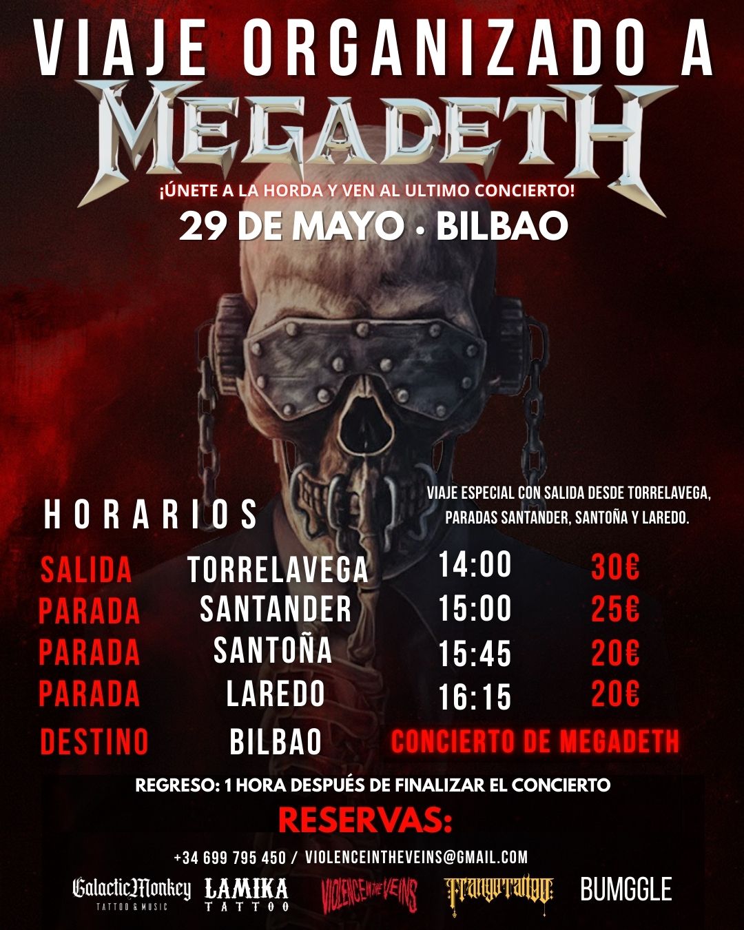 VIAJE ORGANIZADO A MEGADETH